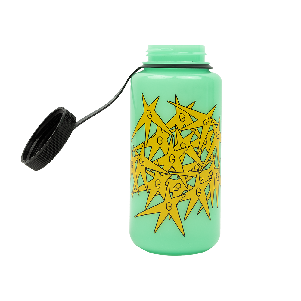 Glow Green Star Splatter Water Bottle