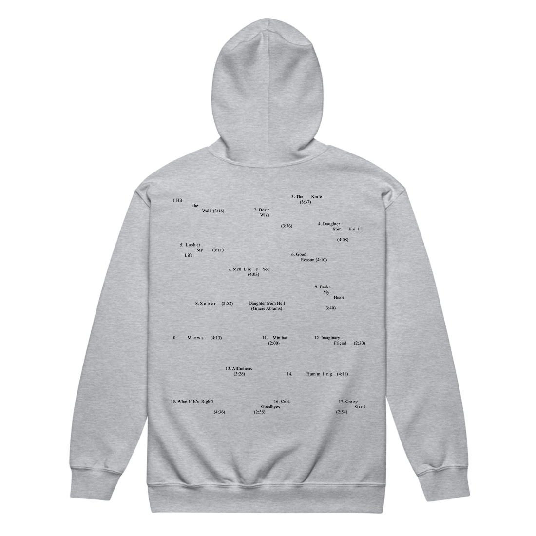 Daughter from Hell Tracklist Zip-Up Hoodie