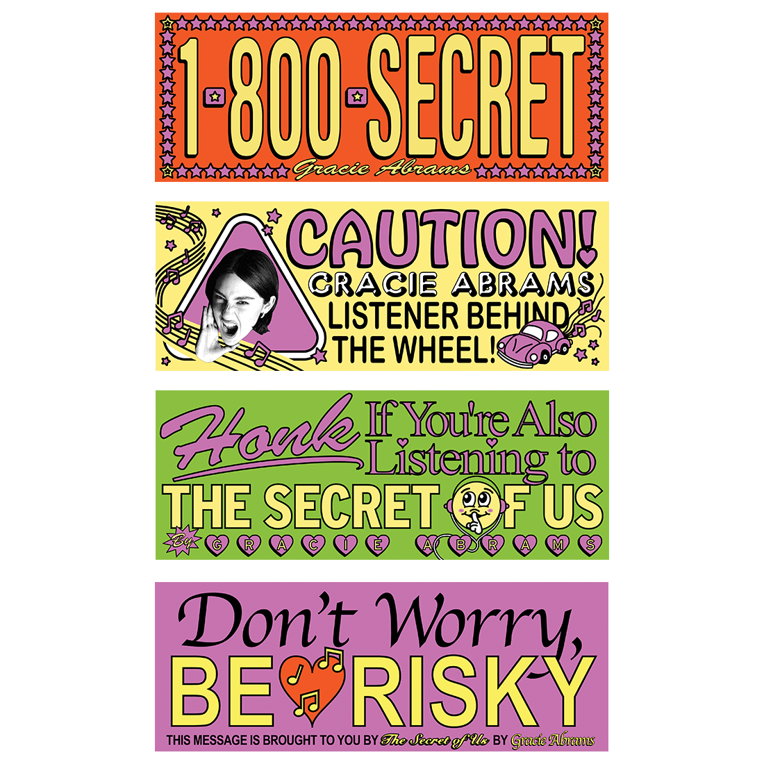 The Secret of Us Bumper Sticker Set-of-4 - Gracie Abrams Official Store